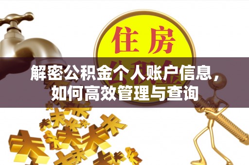 磐安解密公积金个人账户信息，如何高效管理与查询