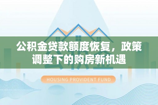 磐安公积金贷款额度恢复，政策调整下的购房新机遇